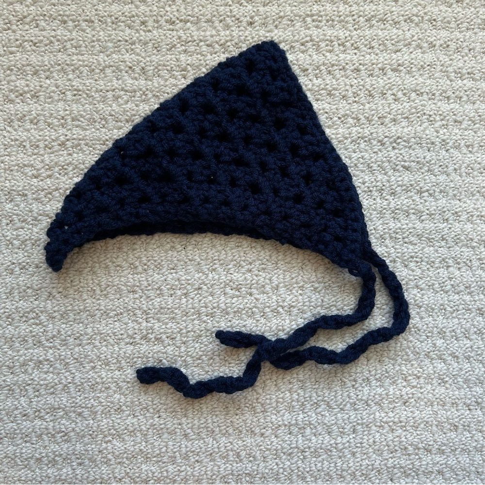 Navy Crochet Bandana Hair Accessory Cottagecore Granola